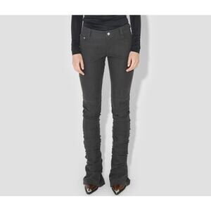 NWT MISBHV Matte Faux Leather Ruched Trousers Faded Black Medium